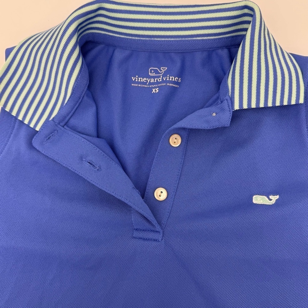 Vineyard Vines Women’s XS Blue Sleeveless Golf Tennis Polo Whale Logo - Picture 2 of 5